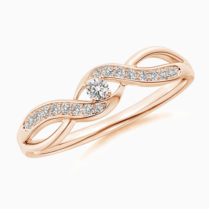 Rose Gold Solitaire Infinity Promise Engagment Wedding Moissanite Ring
