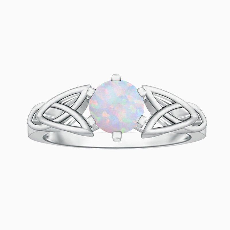 Round Celtic Knot Promise Engagment Wedding Opal Ring