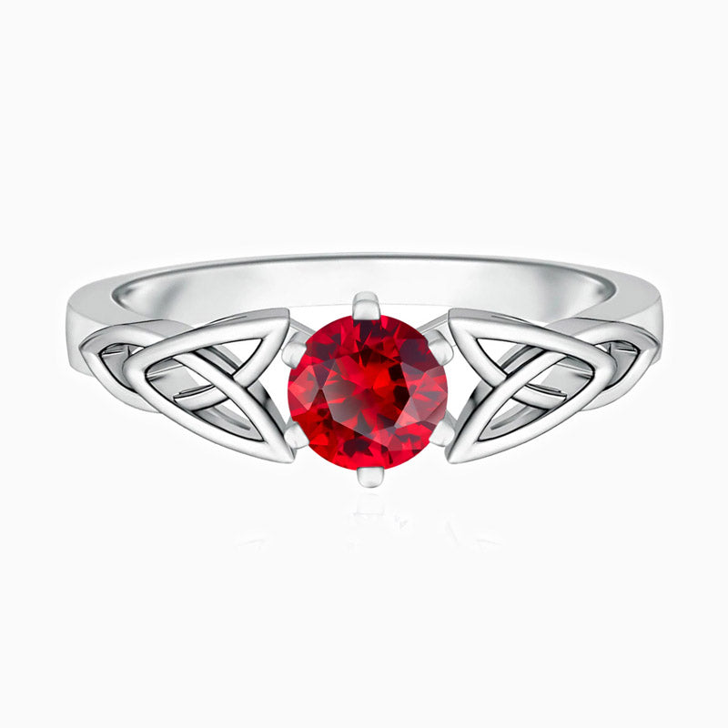 Round Celtic Knot Promise Engagment Wedding Ruby Ring