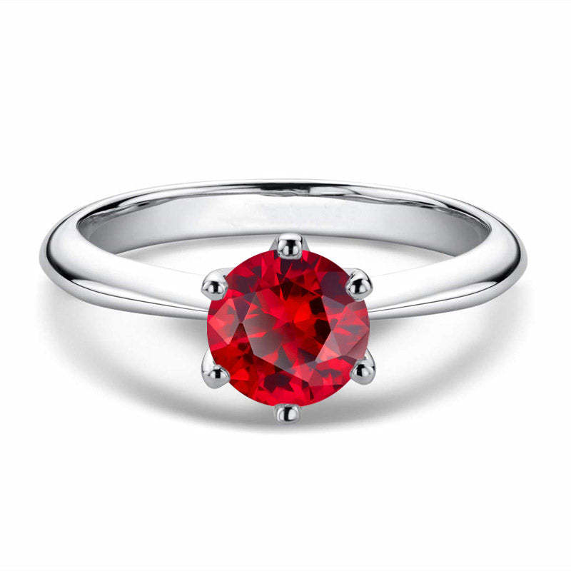 Round Cut Solitaire Promise Engagment Wedding Ruby Ring for Women