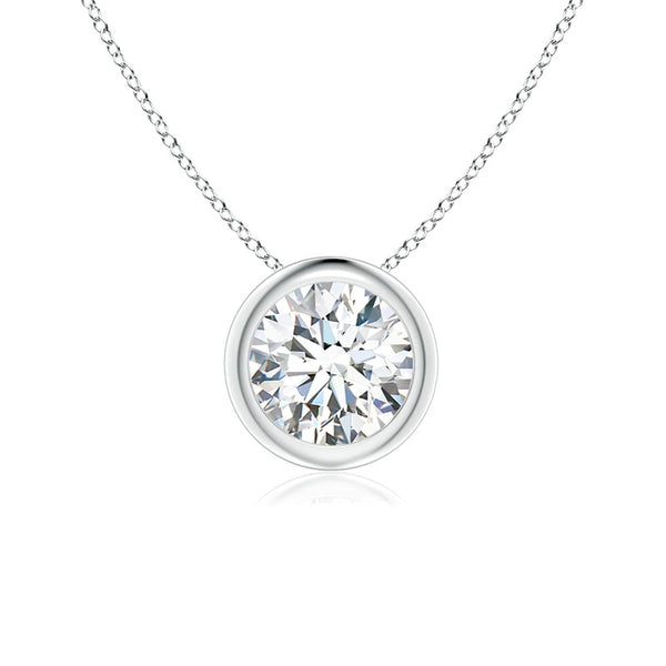 Round Moissanite Bezel Set Pendant Necklace