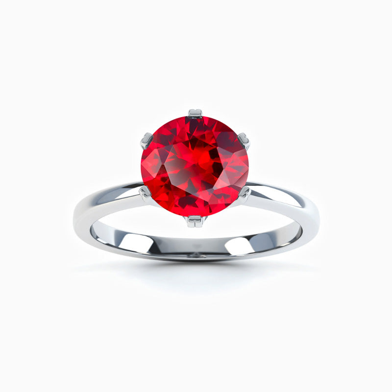 Round Ruby Solitaire Engagement Ring
