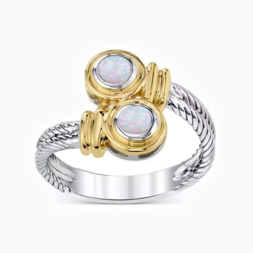 Fashion Gemini Promise Engagment Wedding Opal Ring