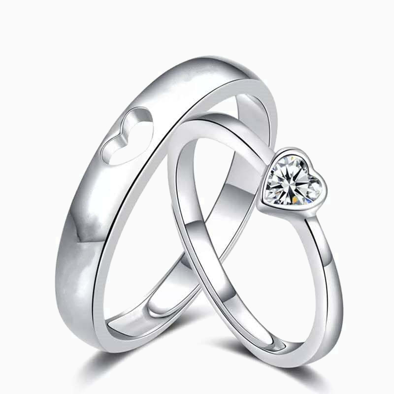 Heart-Shaped Couple Promise Engagment Wedding Moissanite Ring