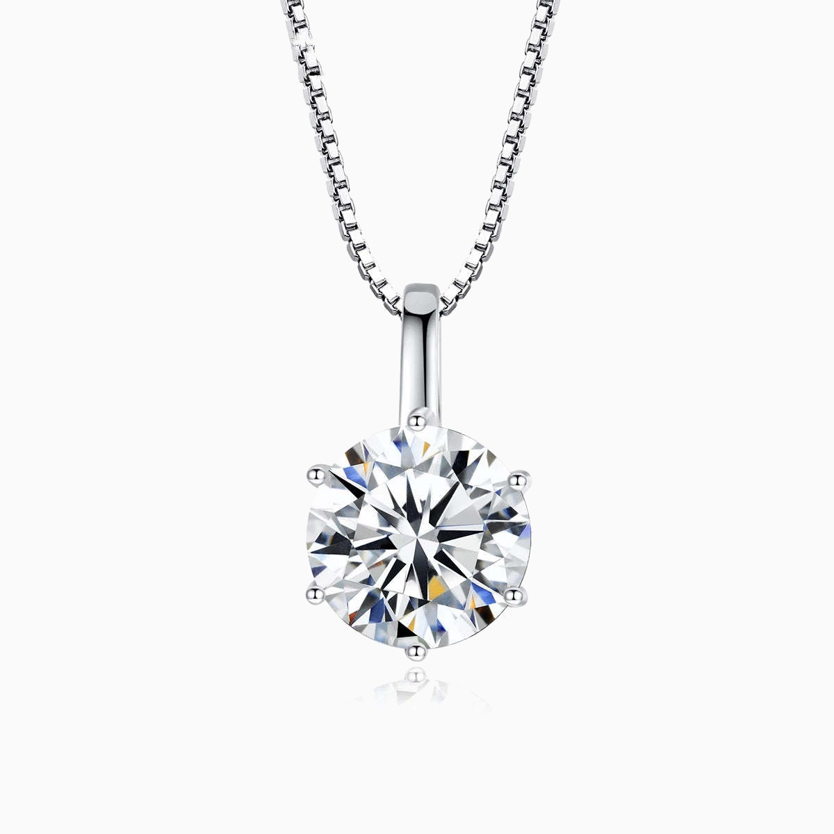 Six Prongs Round Moissanite Necklace