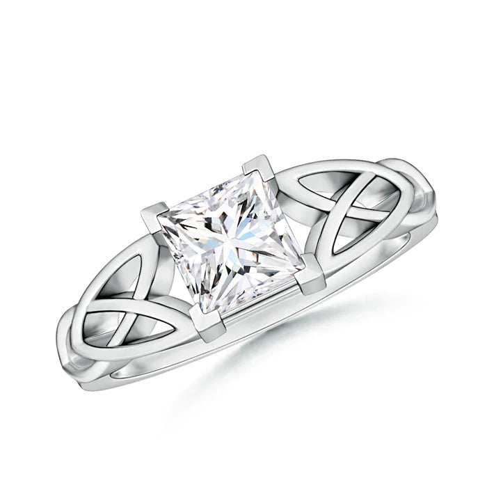 Square Celtic Knot Promise Engagment Wedding Moissanite Ring