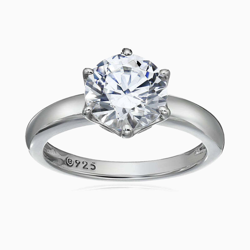 Sterling Silver Round Cut Solitaire Promise Engagment Wedding Moissanite Ring