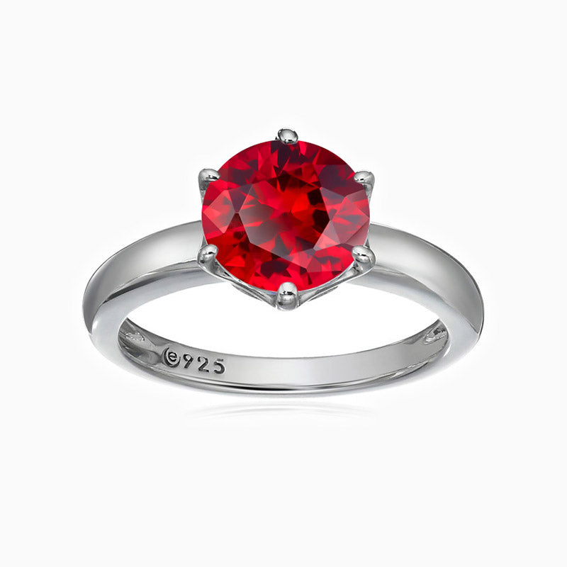 Sterling Silver Round Cut Solitaire Promise Engagment Wedding Ruby Ring