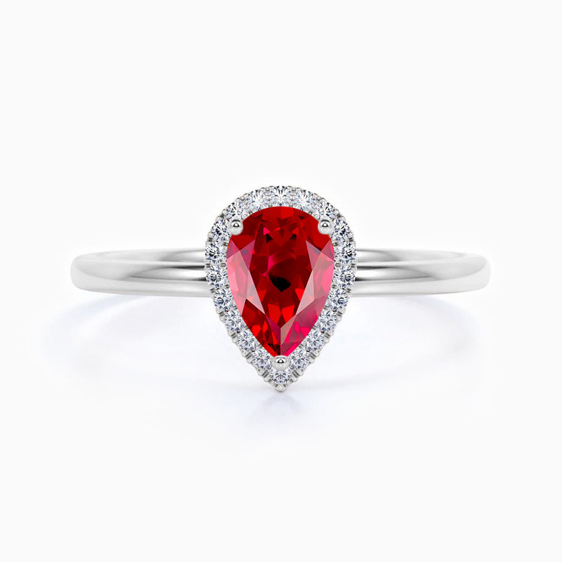 Teardrop Ruby Promise Engagement Wedding Ring