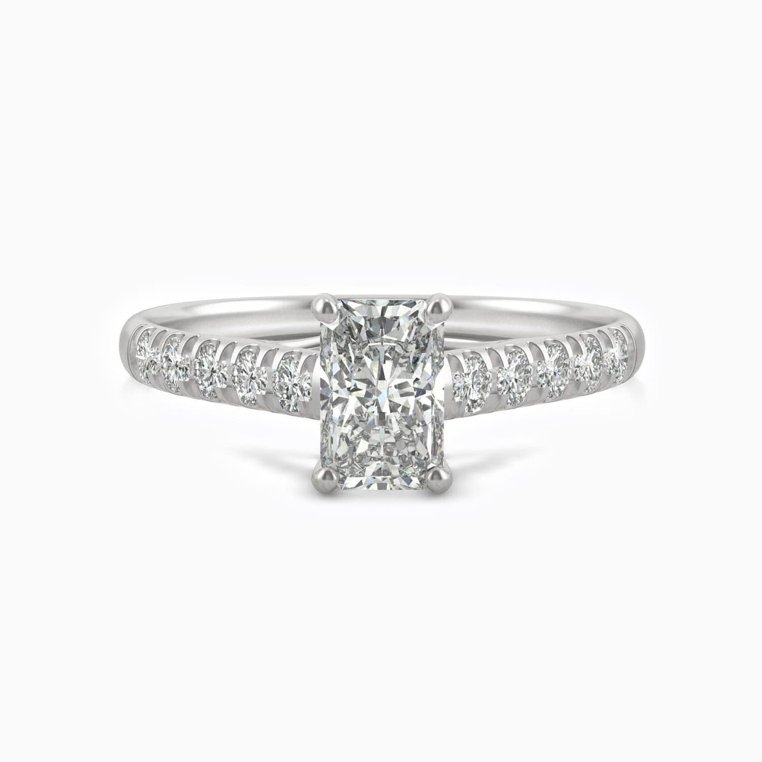 D Grade Promise Engagment Wedding Moissanite Ring Radiant Solitaire Micro Pave With Side Stones 1 Carat