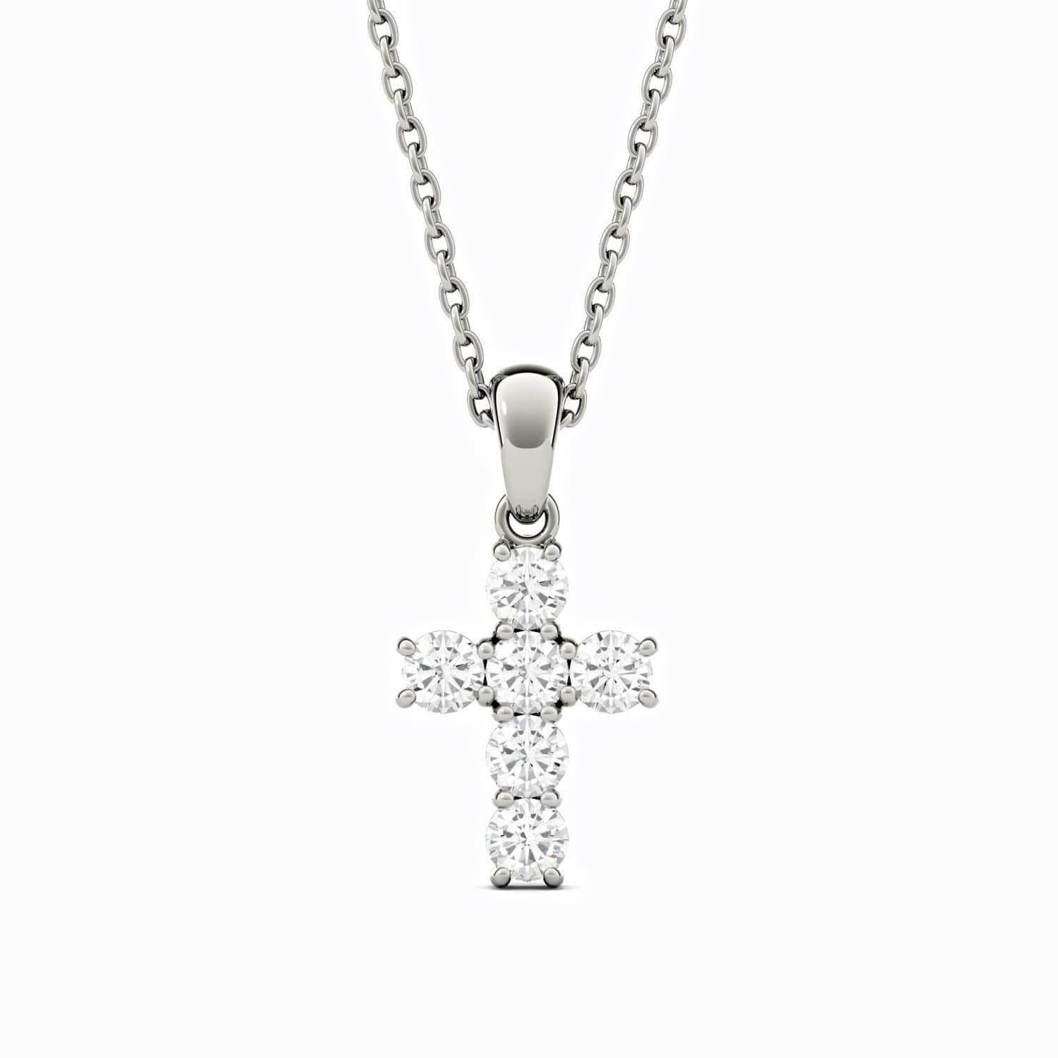 Moissanite Necklace With Cross Pendant Six Stones Sterling Silver 3 Carats