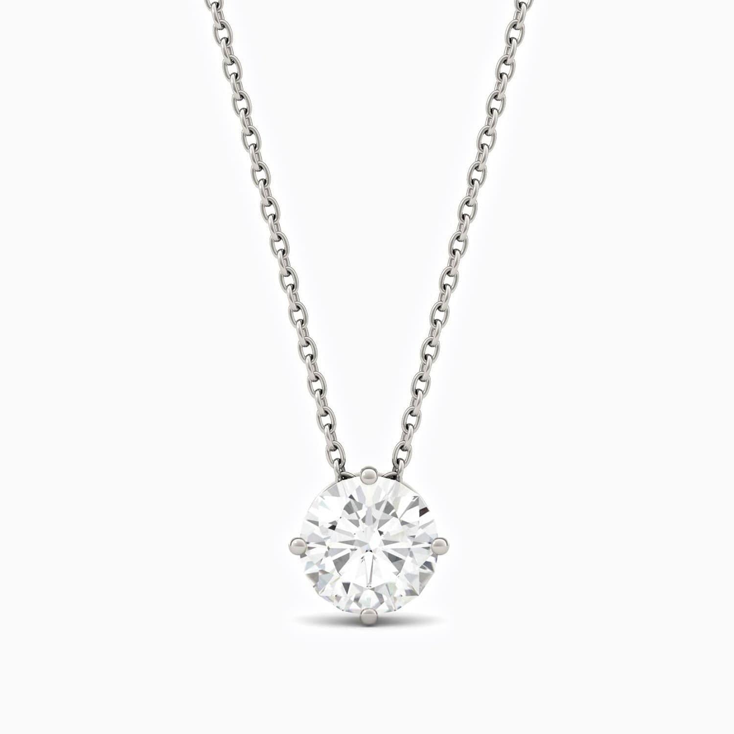 D Grade Moissanite Necklace With Four Prong Round Solitaire Pendant 1.04 Carat