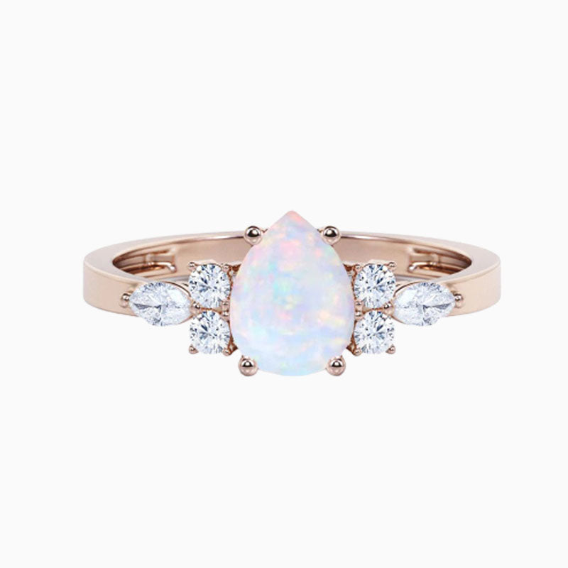 Women Vintage Opal Promise Ring