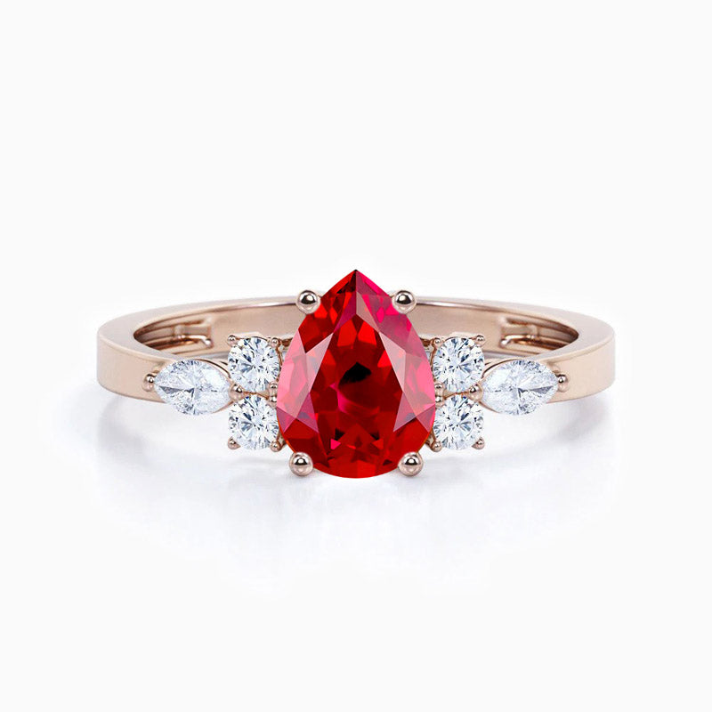 Women Vintage Ruby Promise Ring