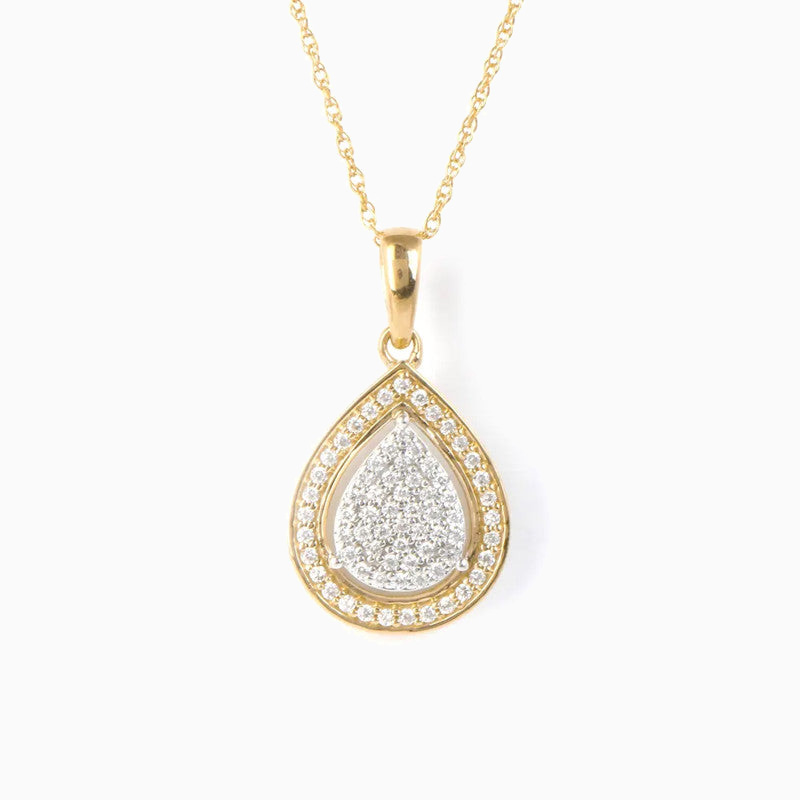 Yellow Gold Plated Moissanite Cluster Halo Necklace Pendant