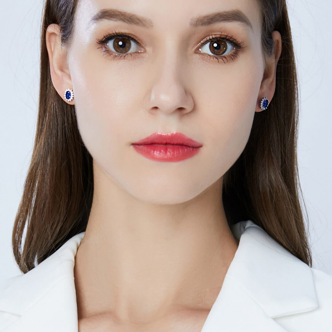 S925 Blue Gemstone Earrings-MARDAZA