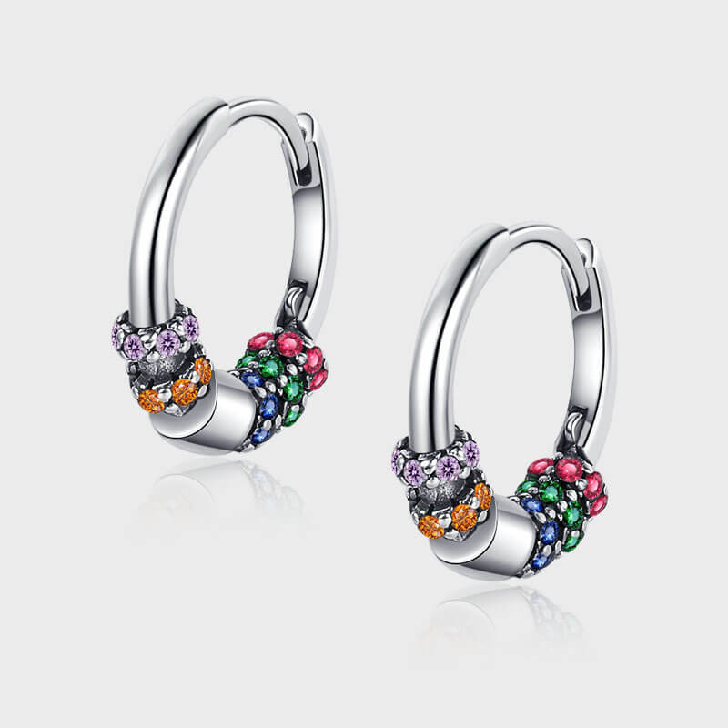 S925 Rainbow Circle Earrings-MARDAZA