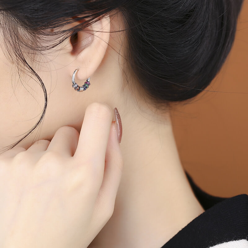 S925 Rainbow Circle Earrings-MARDAZA