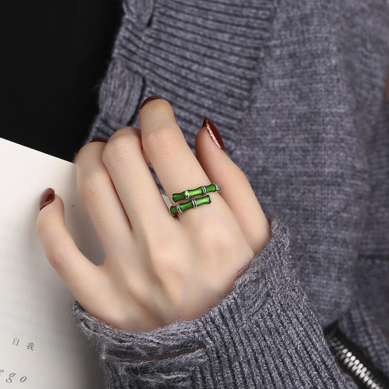  S925 green bamboo ring -MARDAZA