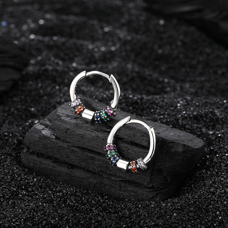 S925 Rainbow Circle Earrings-MARDAZA