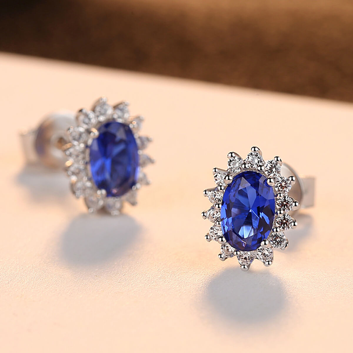 S925 Blue Gemstone Earrings-MARDAZA