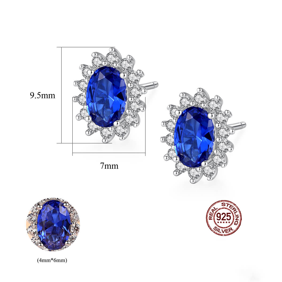 S925 Blue Gemstone Earrings-MARDAZA