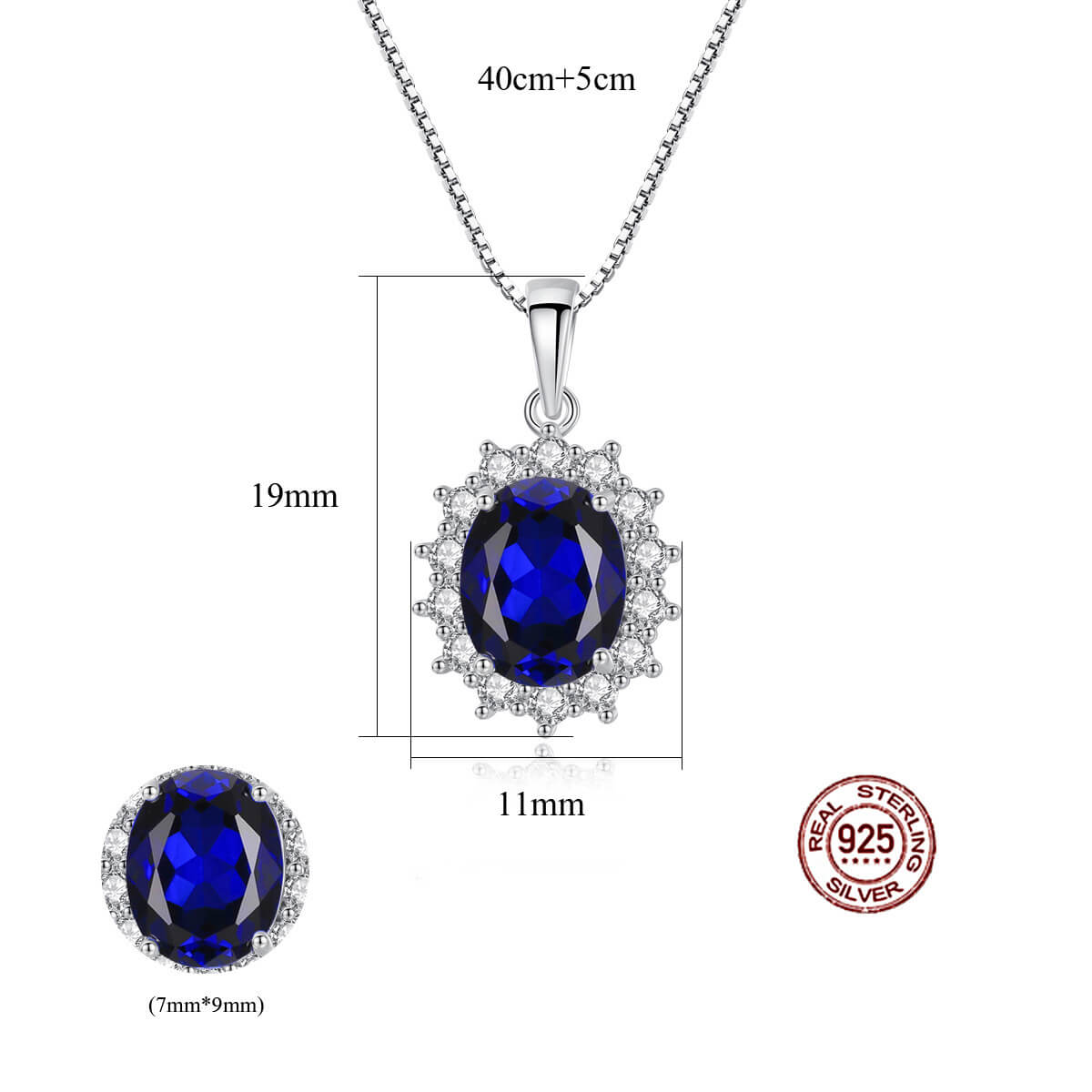 S925 Blue Gemstone Necklace-MARDAZA
