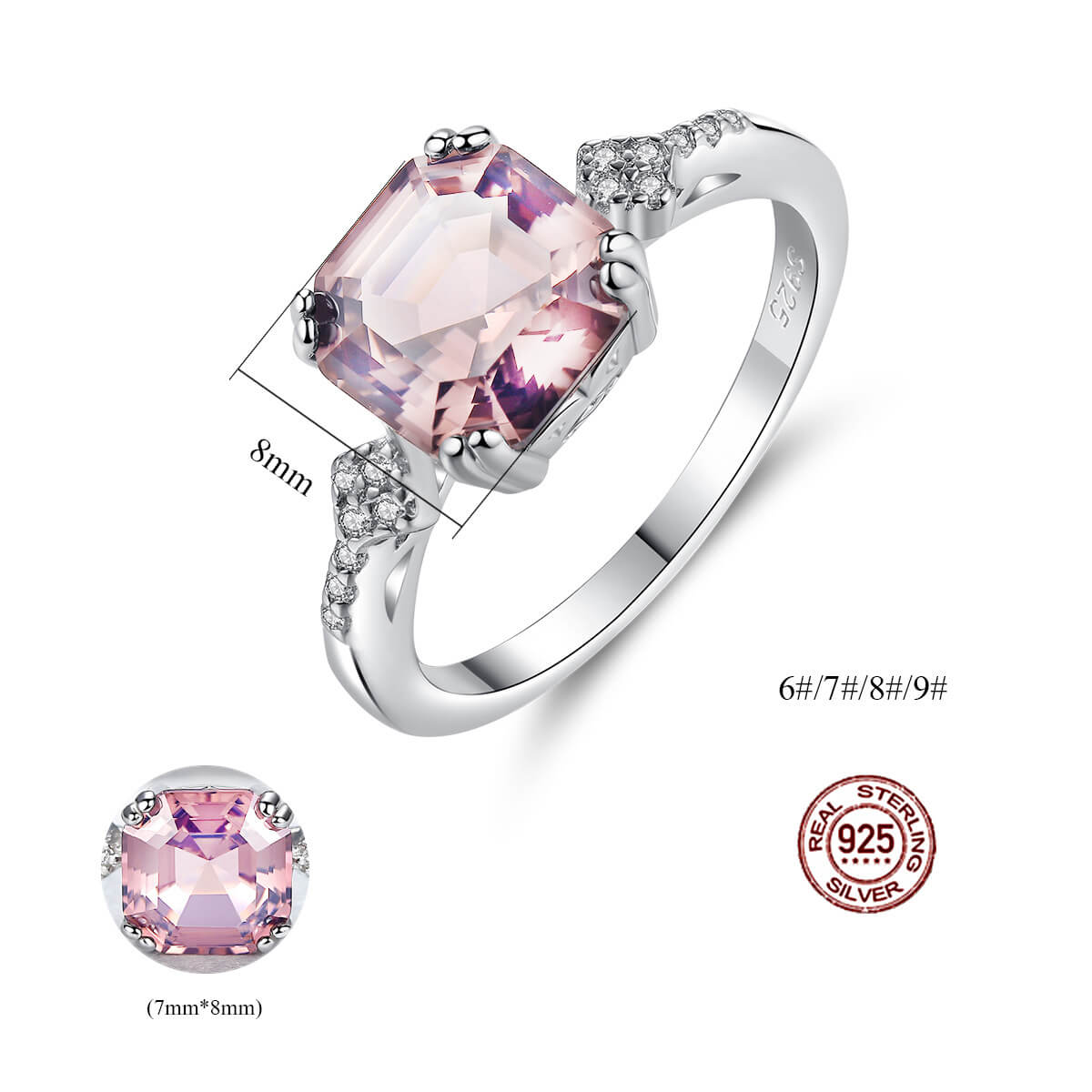 S925 Pink Morganite Ring-MARDAZA