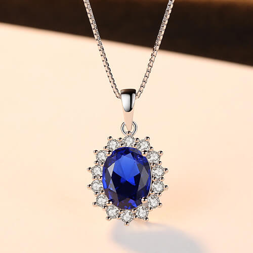 S925 Blue Gemstone Necklace-MARDAZA
