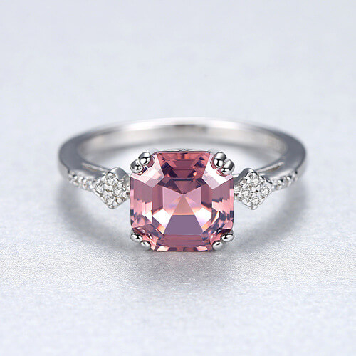 S925 Pink Morganite Ring-MARDAZA