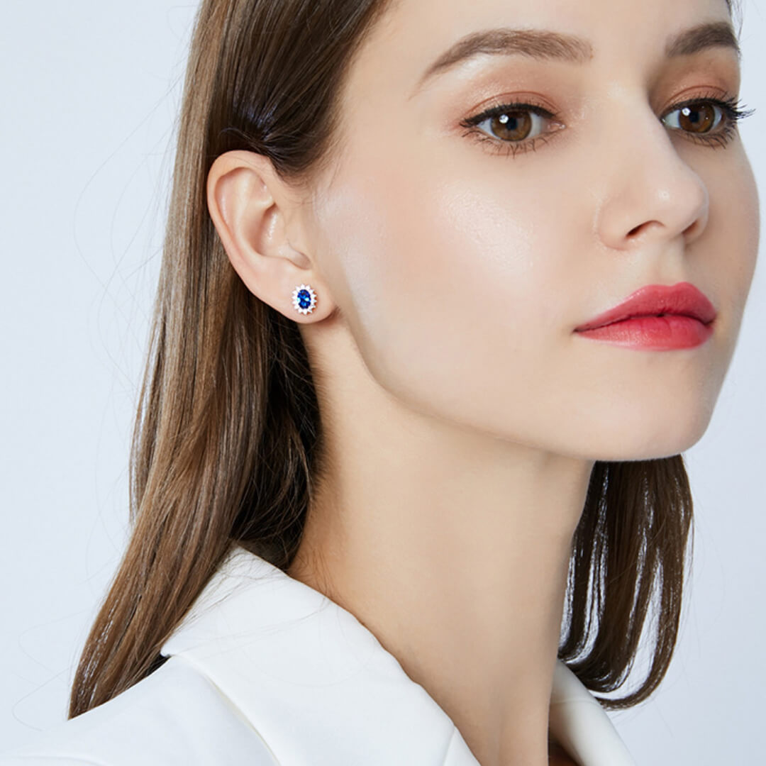 S925 Blue Gemstone Earrings-MARDAZA