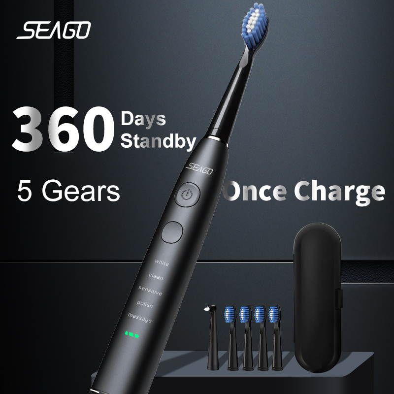 Seago Electric Sonic Toothbrush USB Rechargeable Adult 360 Days Long B