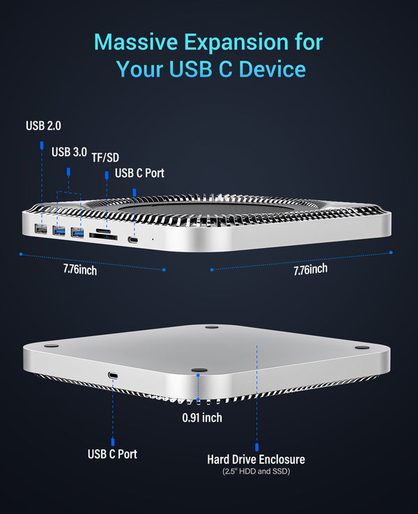 RayCue ExpandPro Marvel 7-in-1 USB-C Hub/Stand for Mac Mini 2018 and Newer