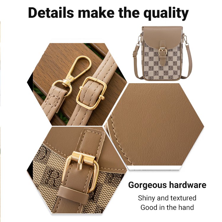 Trendy versatile printed check crossbody bag for woman