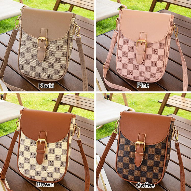 Trendy versatile printed check crossbody bag for woman