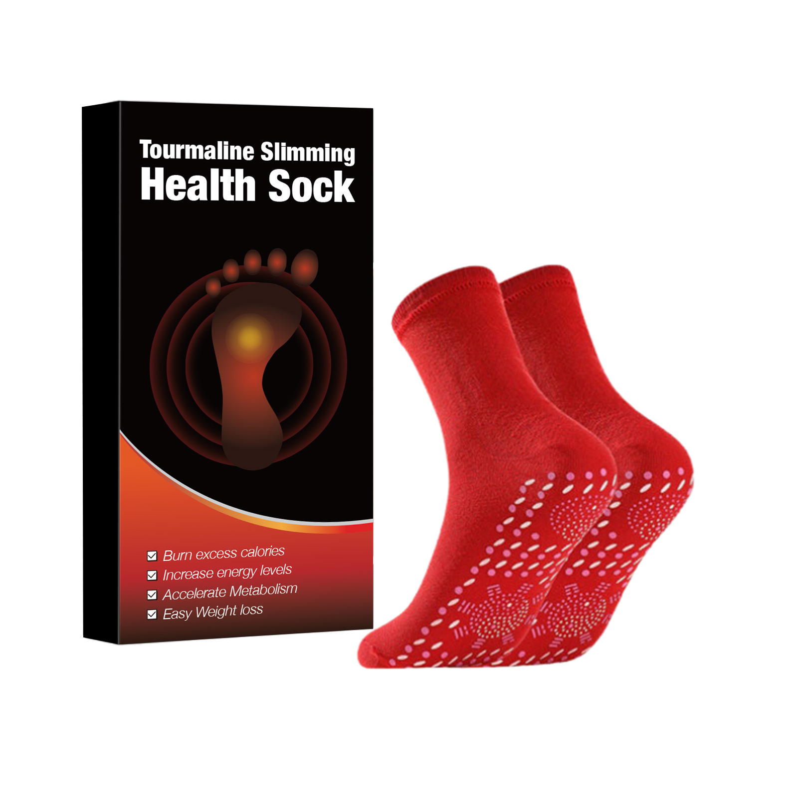 Tourmaline acupressure self-heating shaping socks
