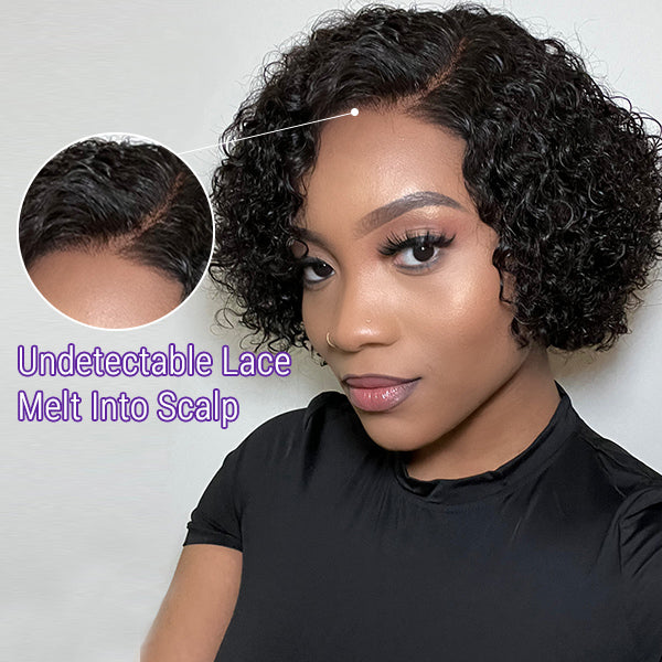 Trendy Short Cut Curly Minimalist Undetectable Lace Wig