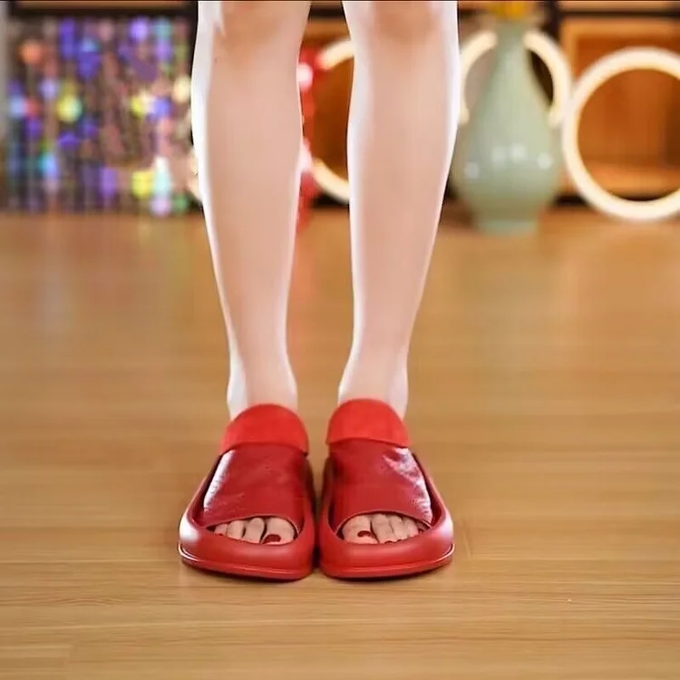Women's Italian Leather Platform Slippers