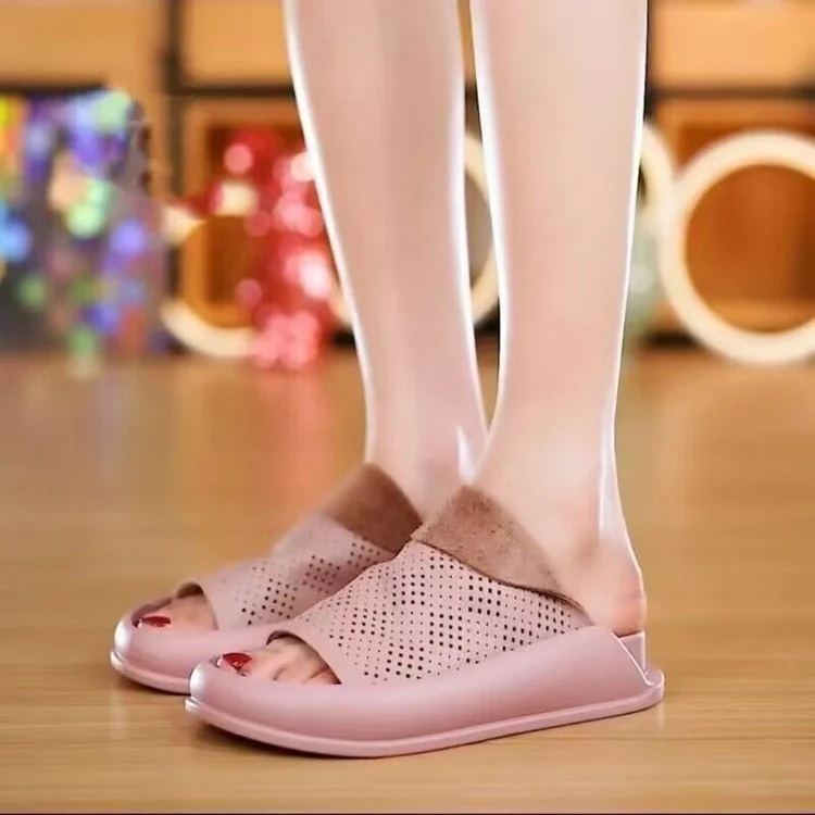 Women's Italian Leather Platform Slippers