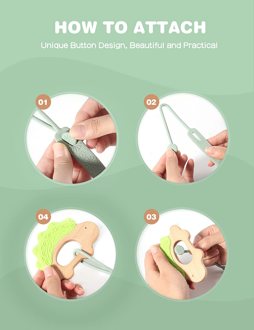 Pacifier Clips, Mamild Silicone Paci Clip Soothie Binky Clips for Baby Boys Girls 2 Pack Shower Gift Set (Blue & Brown)