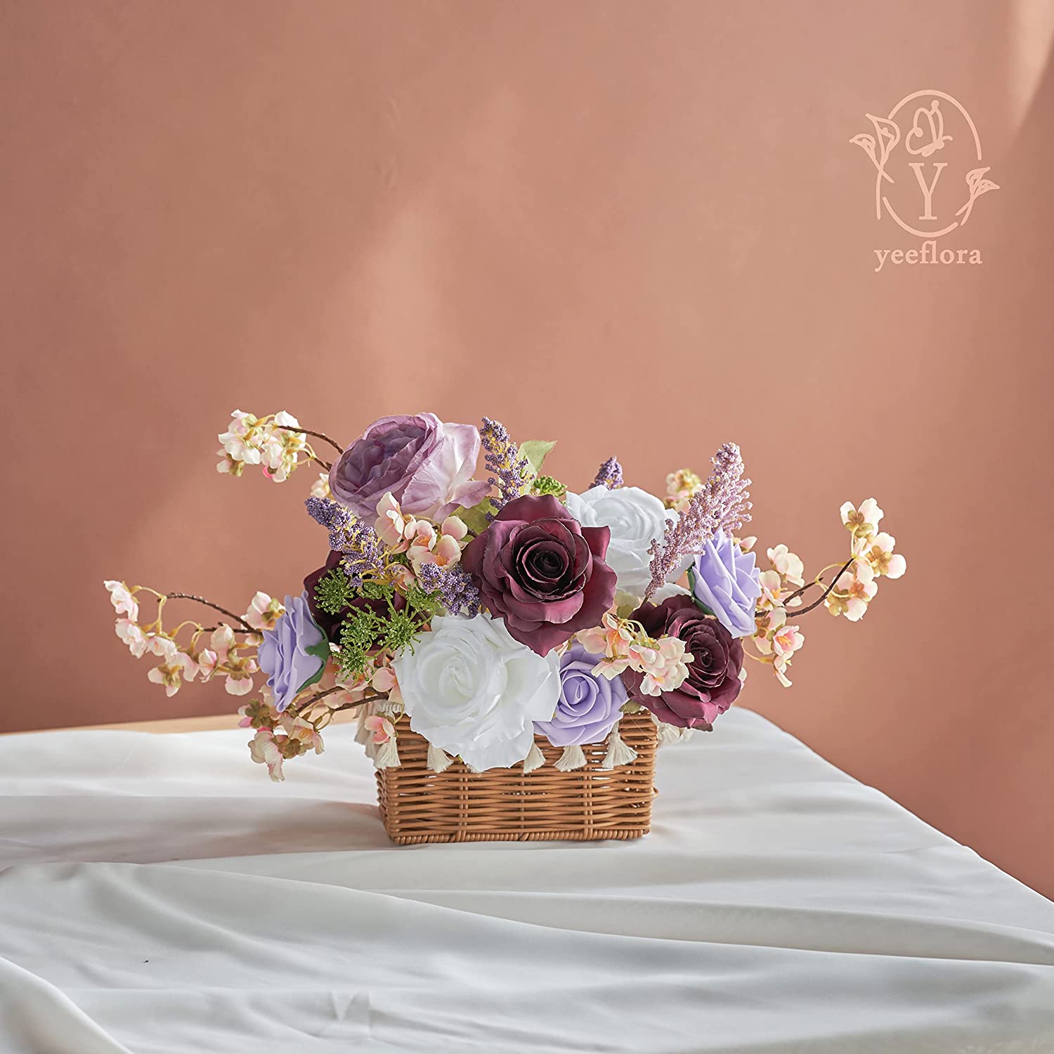 YEEFLORA Artificial Flowers, Purple&White