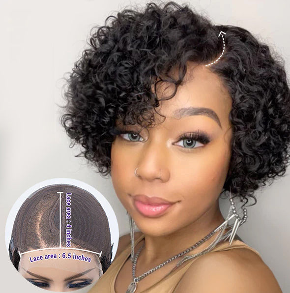 Trendy Short Cut Curly Minimalist Undetectable Lace Wig