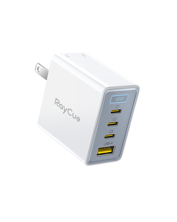 RayCue BlitzCharge GaN 65W 4-Port USB Fast Charger for MacBook, iPhone, iPad -US Plug