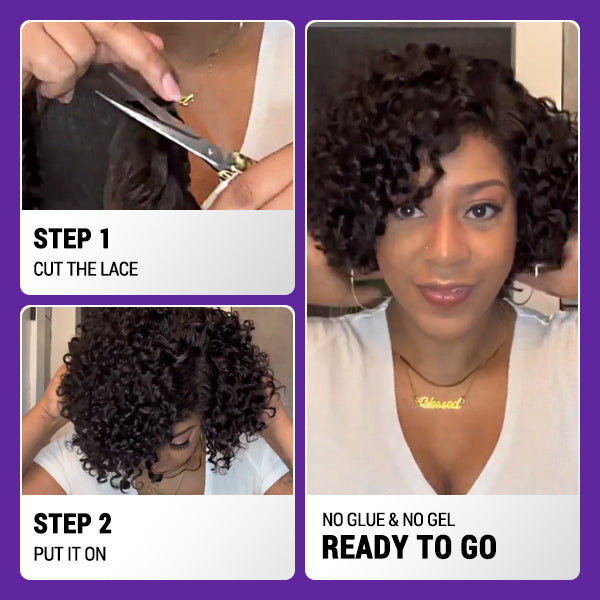 Trendy Short Cut Curly Minimalist Undetectable Lace Wig