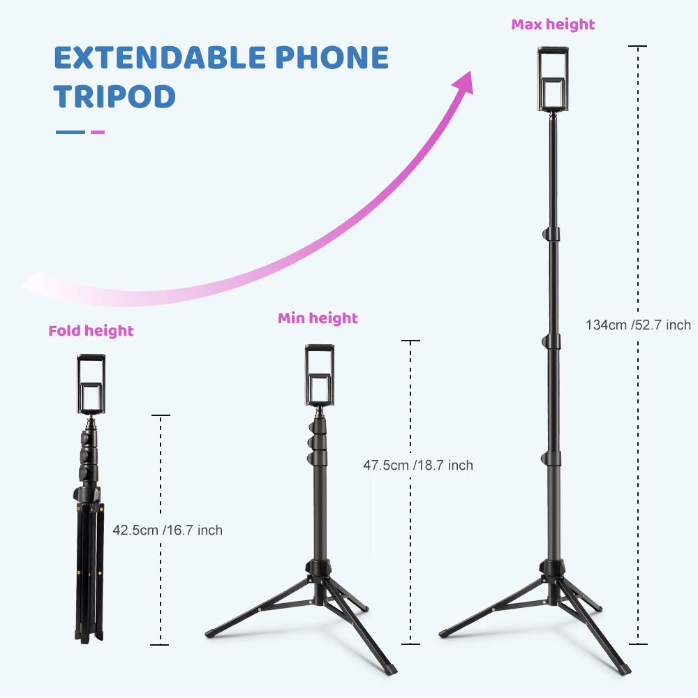 Mobile Tripod, 52" 134cm Light Smartphone Tripod