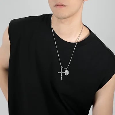 49% OFFST.Benedict Protection Cross Power Pendant Necklace