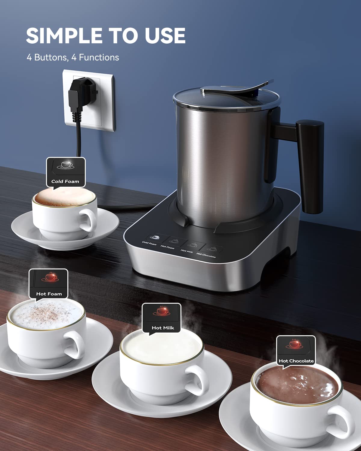 Wamife Montalatte Elettrico 550W, Montalatte Automatici 400ML con Frus