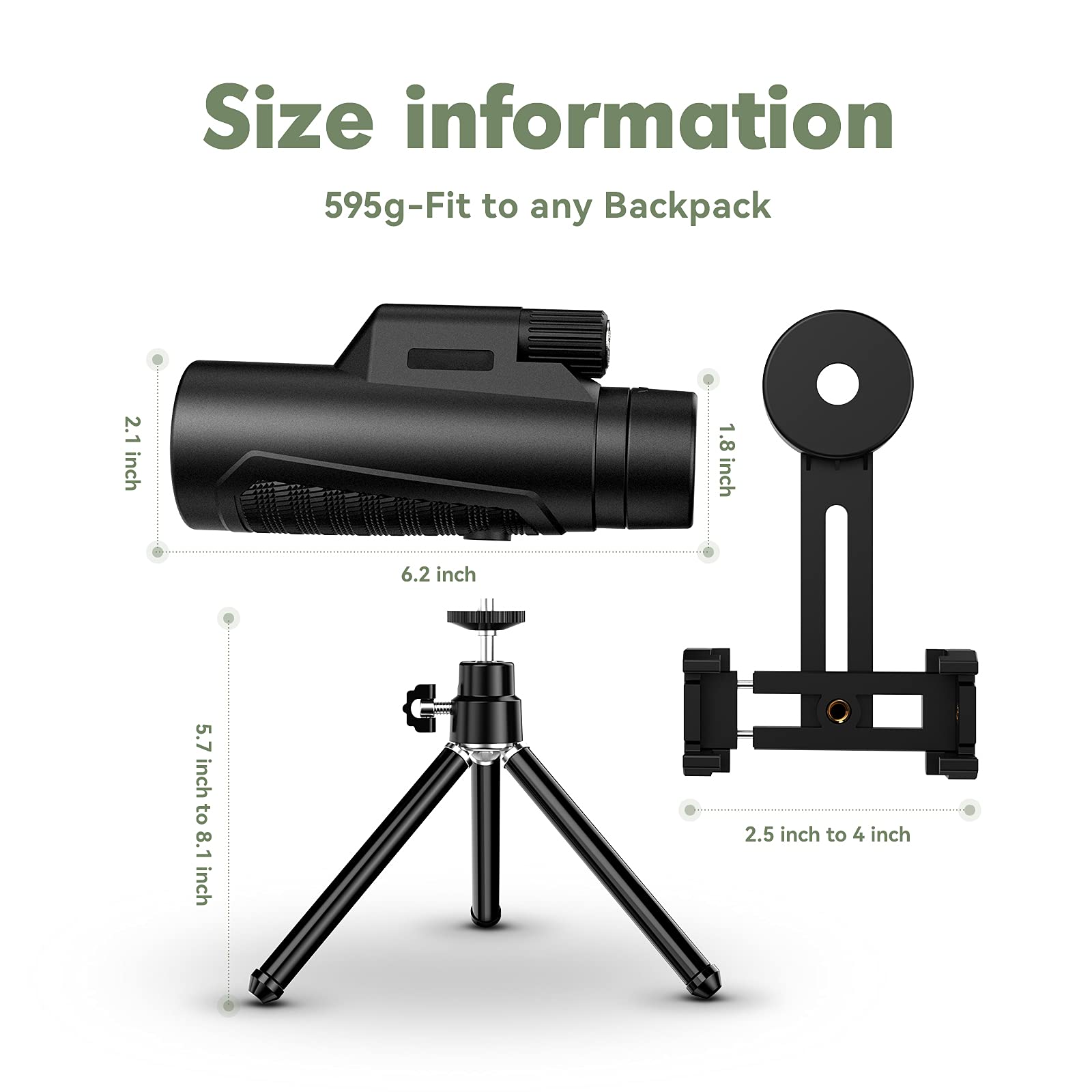 Monocular Telescope, 12x50 HD High Power Monocular for Adults with nig