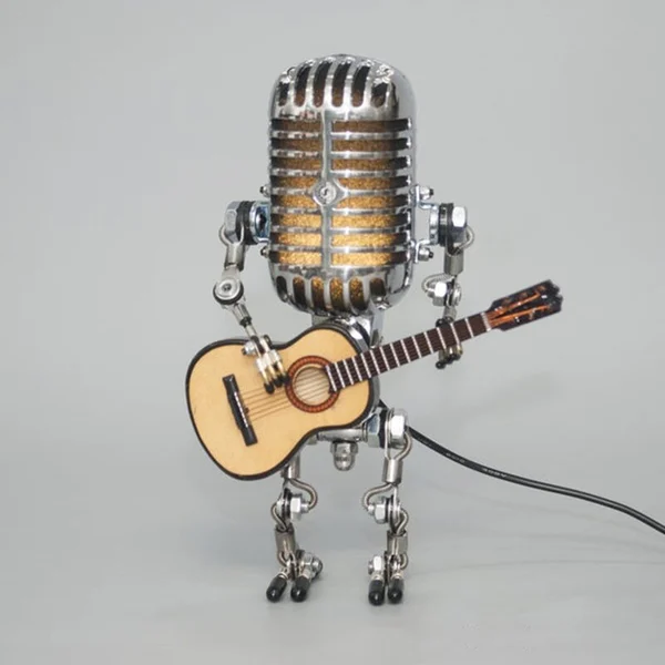 🎁Vintage Metal Microphone Robot Desk Lamp🎸