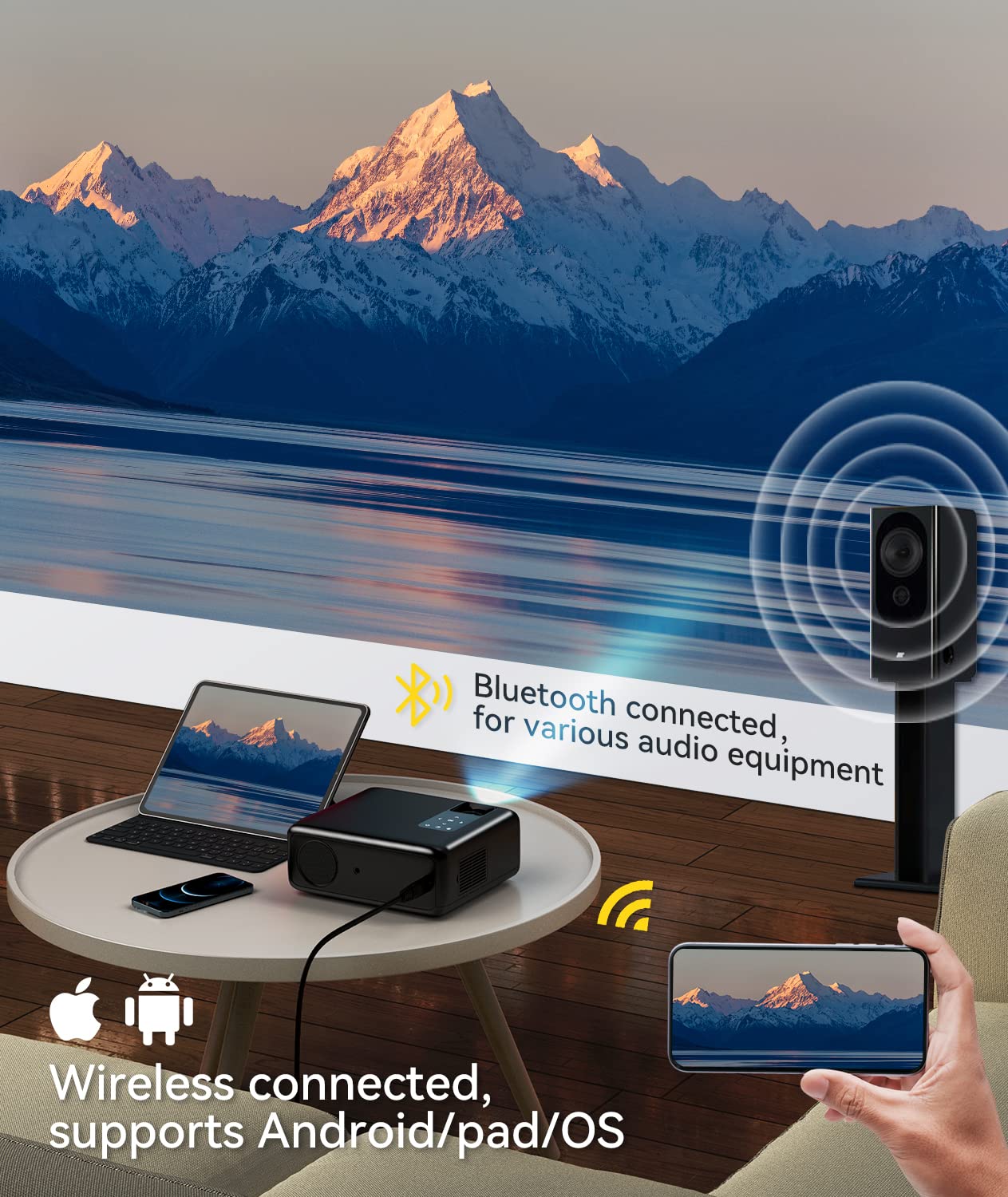 Projector 4k, 9500L Full HD Native 1920x1080P Mini Projector